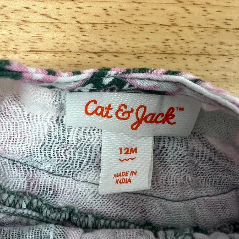 Cat & Jack Toddler Girls' Green Palm Tank Romper - Size 12M - NWT